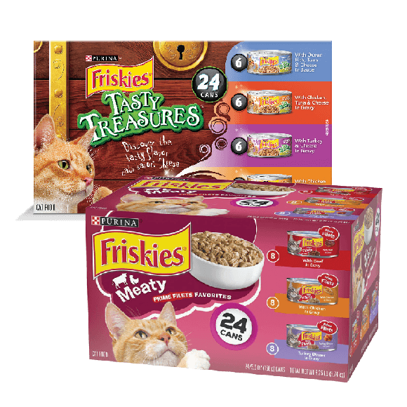 buy 1 get 1 50% off select Friskes wet cat food varity packs. Equal or lesser value. Must buy 2.